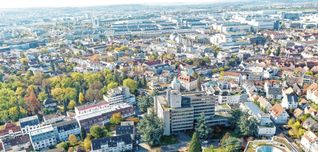 Sindelfingen von oben. Die Perspektive: ein wenig unklar.
