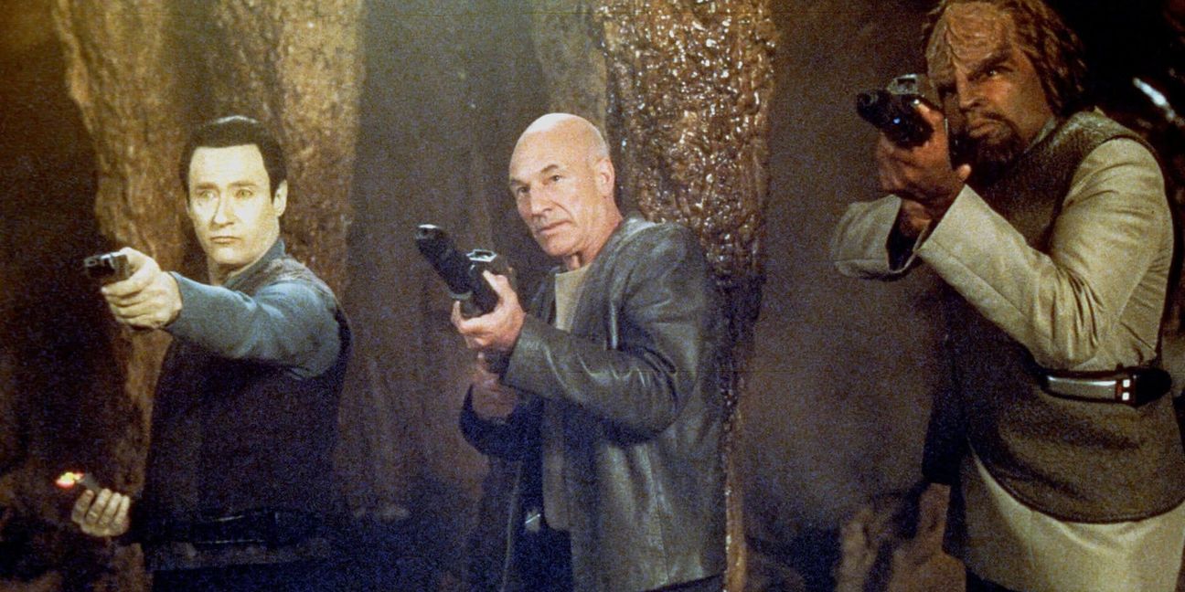 Brent Spiner, Patrick Stewart und Michael Dorn in „Star Trek - Der Aufstand“.