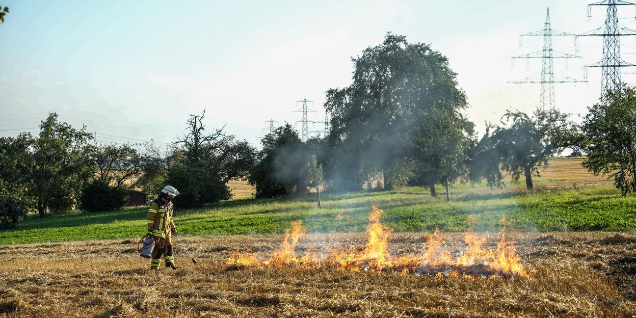 Auf einem Maichinger Acker übte die Sindelfinger Feuerwehr die Bekämpfung von Vegetationsbränden.