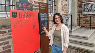 Seit dem 8. Juni präsentiert die Leiterin des Deutschen Bauernkriegsmuseums Böblingen, Lea Wegner, die neue Sonderausstellung „Der Aufstand in Person!“ - acht der Ausstellungs-Standorte befinden sich im öffentlichen Raum.