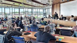 Das Foto zeigt den großen Sitzungssaal im Böblinger Landratsamt. Bild: Hamann/A