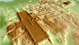 3-D-Bild der Maya-Anlage Aguada Fénix, basierend auf Lasermessungen aus der Luft.