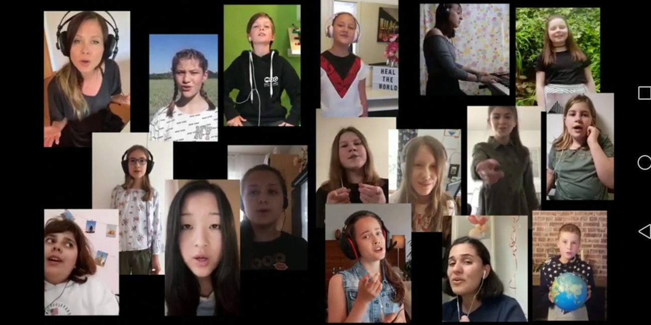 Rund 20 Schüler des Böblinger Max-Planck-Gymnasiums haben beim Musikprojekt von Alona Negrich (links oben) mitgemacht.  Bild: z