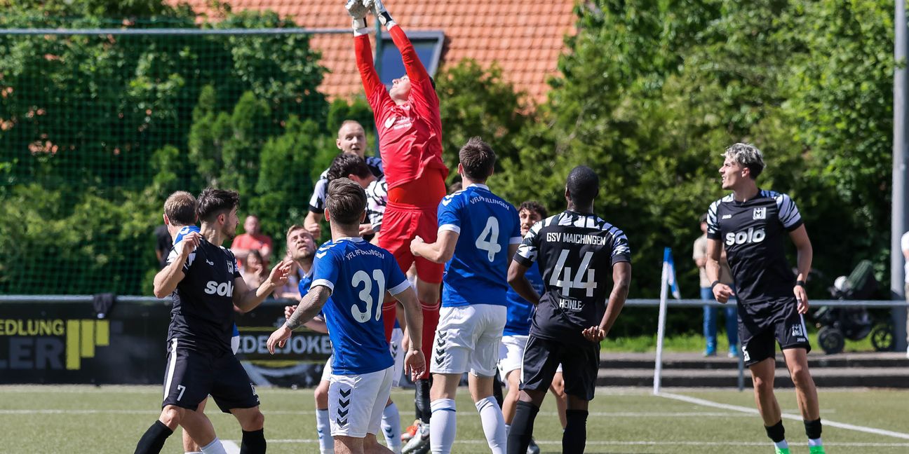 Maichingens Torhüter Admir Facic hatte beims Auswärtsspiel in Pfullingen viel zu tun. Bild: Eibner