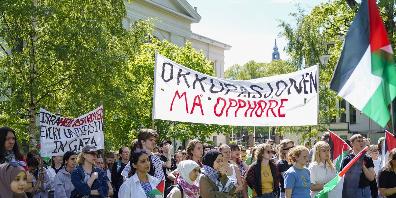 An der Universität Oslo protestierten pro-palästinensische Demonstrierende.